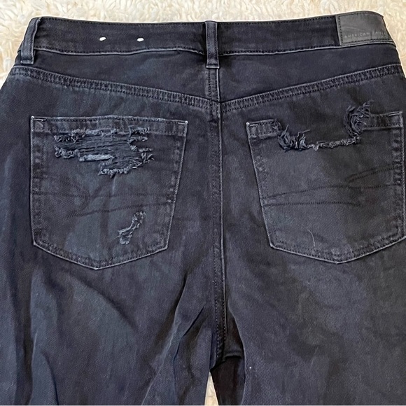 American Eagle Womens Distressed Mom Jeans Size 6 Destroyed Black - Picture 8 of 10
